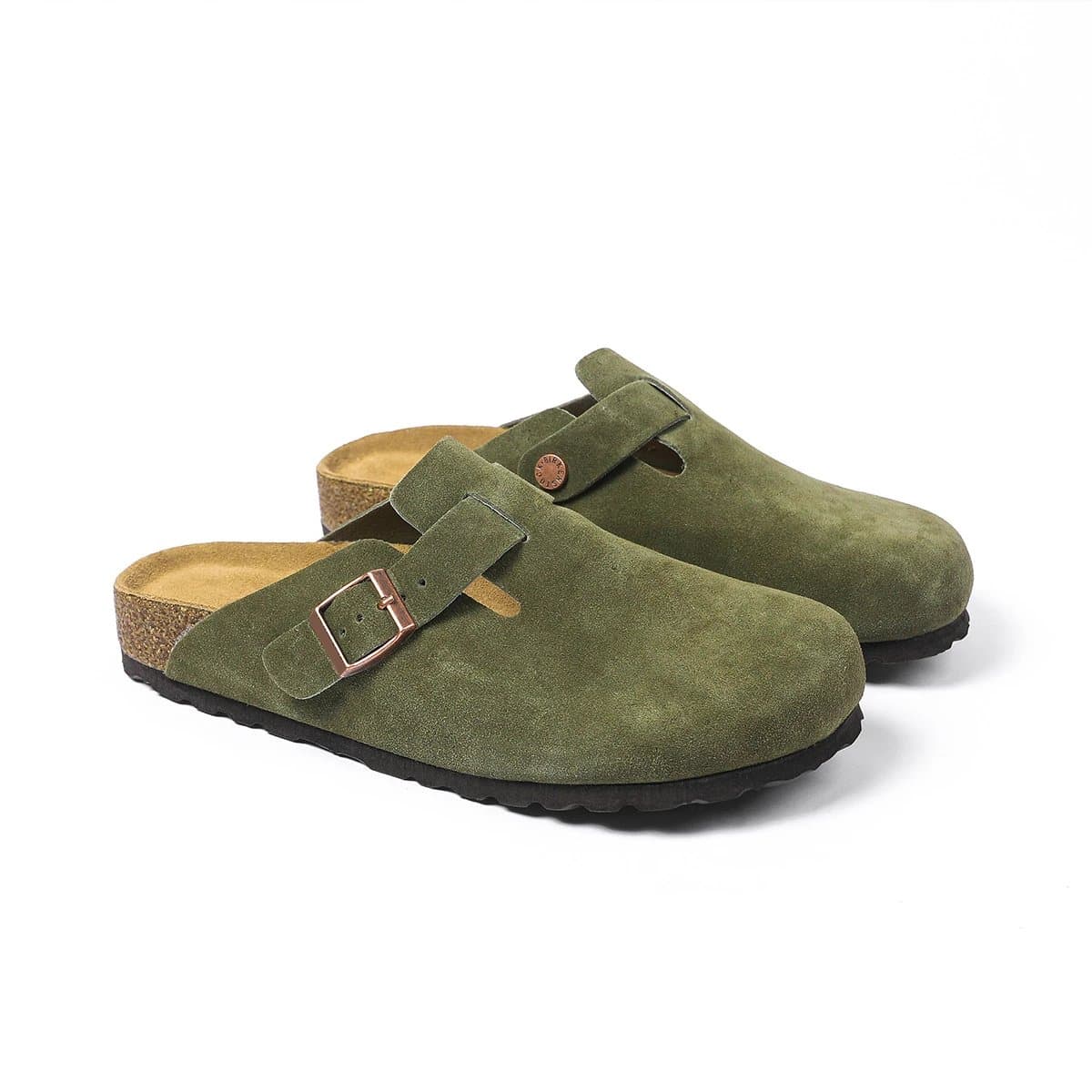 Birkenstock Boston Clog Matte Black — 军绿色绒面