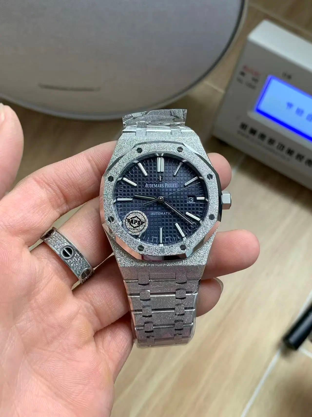 Audemars Piguet × Fragment Design Royal Oak Frosted Steel with Blue Tapisserie Dial