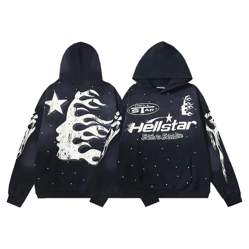 Hellstar Long Sleeve Tee Powered By The Star — 2002 wash water black