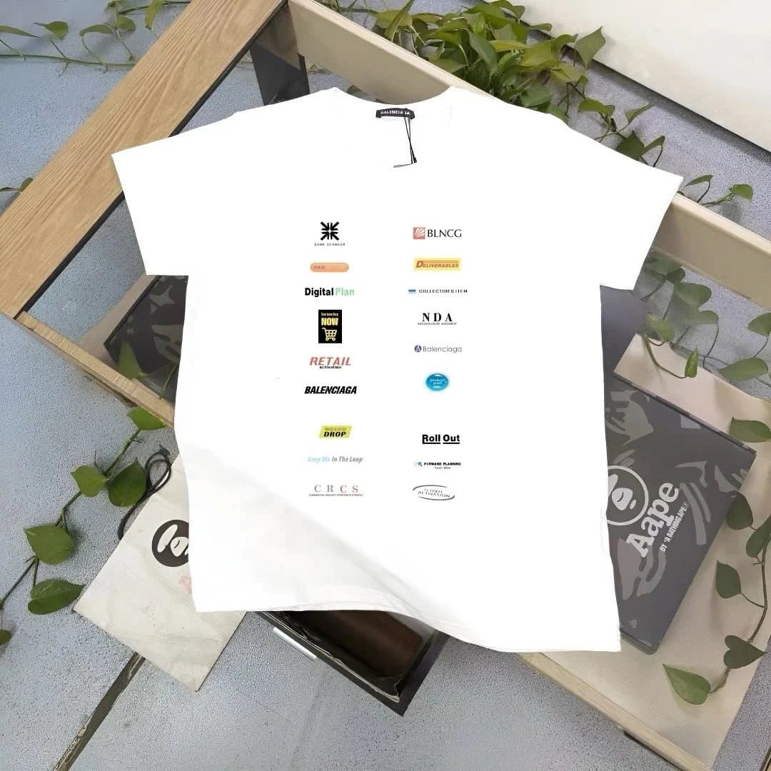 BAPE × Balenciaga Graphic Tee Multi-Logo Print