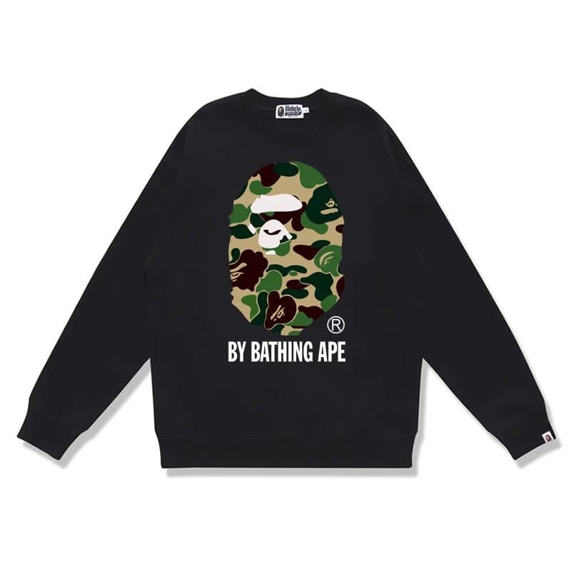 BAPE Crewneck Sweatshirt A Bathing Ape Logo — W170黑绿色