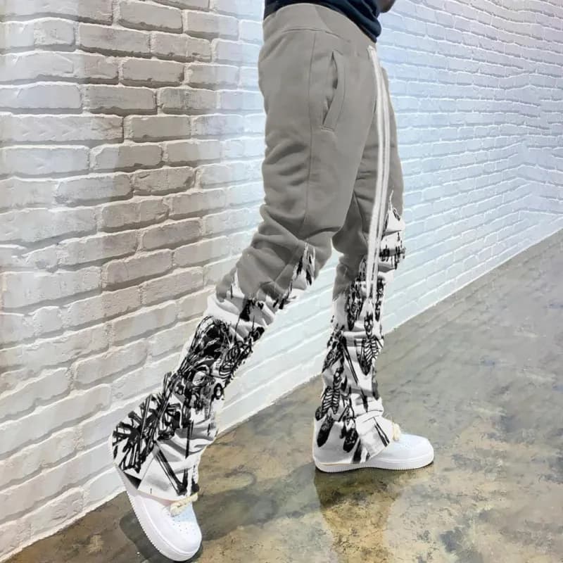 Graphic Print Sweatpants Skull & Skeleton Print