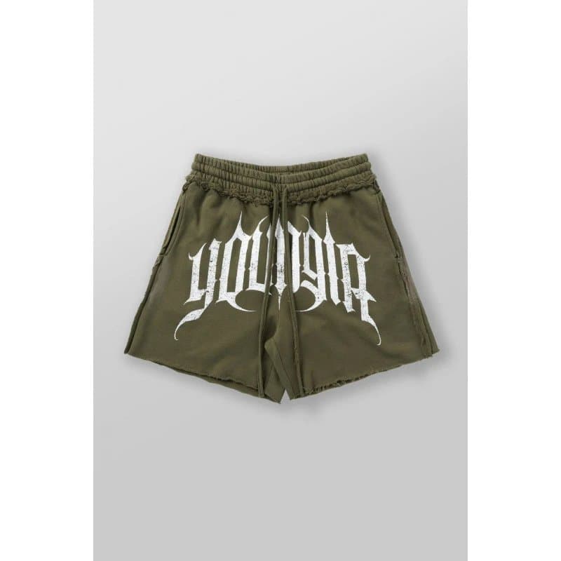 Broken Planet Logo Shorts Gothic Print — 军绿色