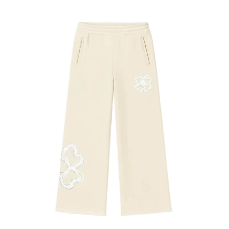 Chanel Embroidered Sweatpants Floral Appliqué