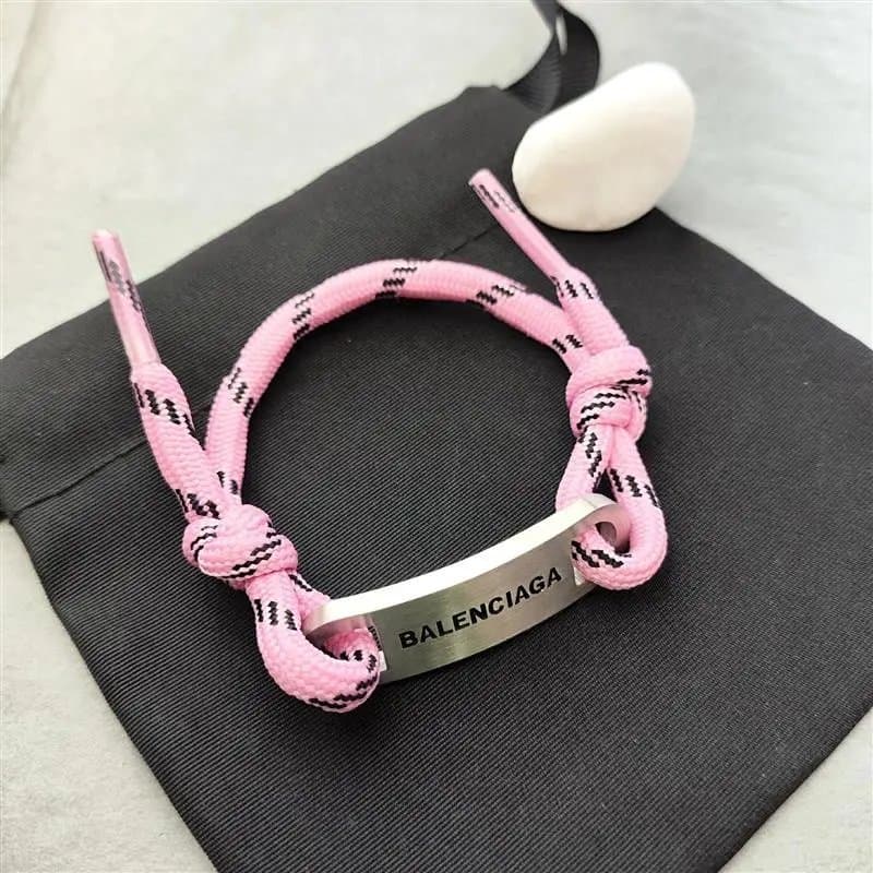 Balenciaga Paracord Bracelet Pink with Black Pattern