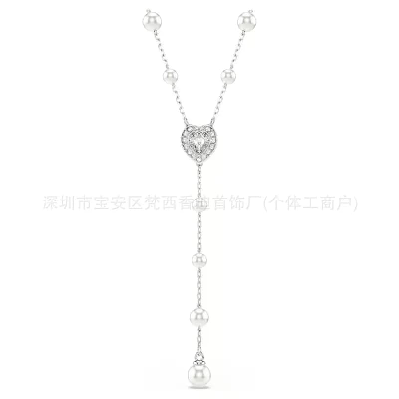 Van Cleef & Arpels Alhambra Lariat Necklace Pearl and Diamond Heart