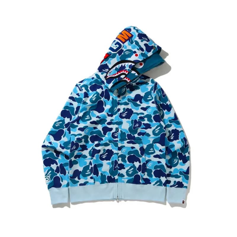 BAPE Shark Hooded Zip-Up Camo Shark — 8801蓝迷彩