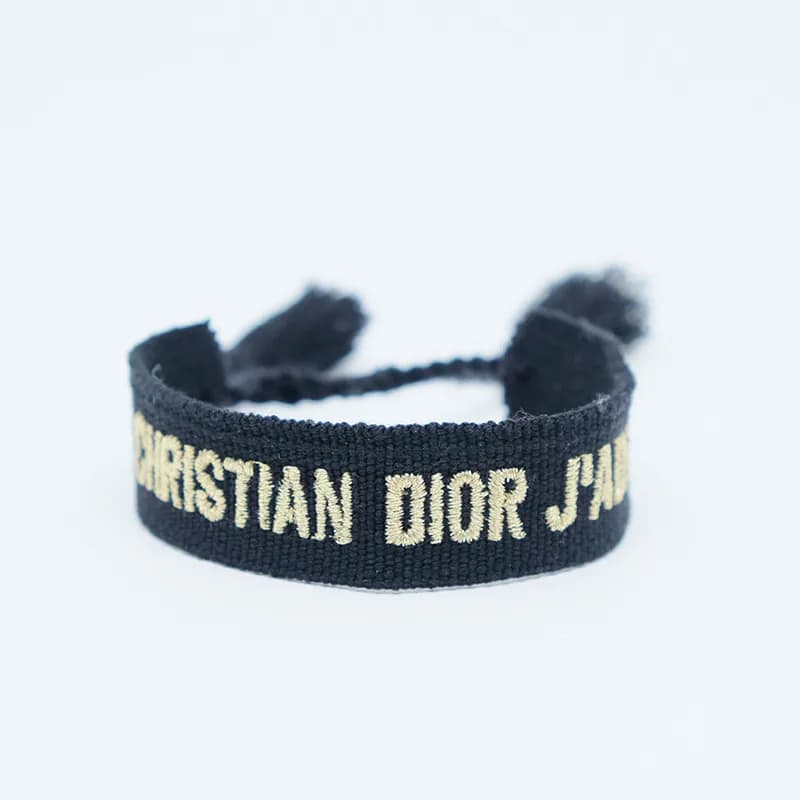 Dior J'Adior Woven Bracelet Pink with Black Logo — 71#