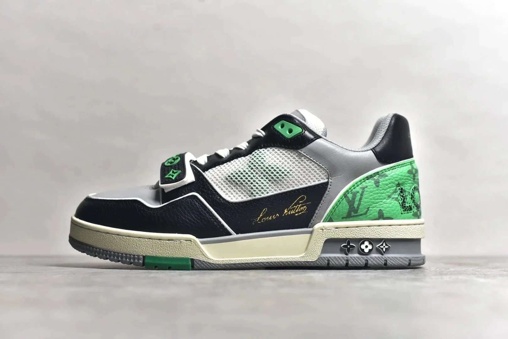 Louis Vuitton LV Trainer Monogram Denim — AM版本 Trainer · 黑绿白魔术贴 1AC50F