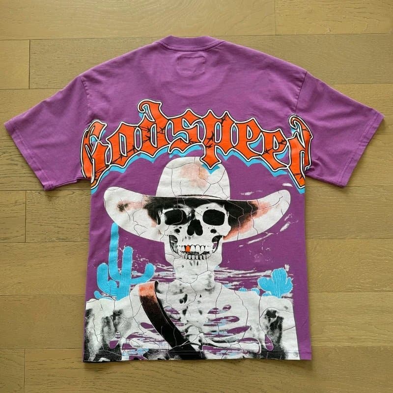 Godspeed Baseball Skeleton Tee Skeleton Graphic — 1018 Washed Purple