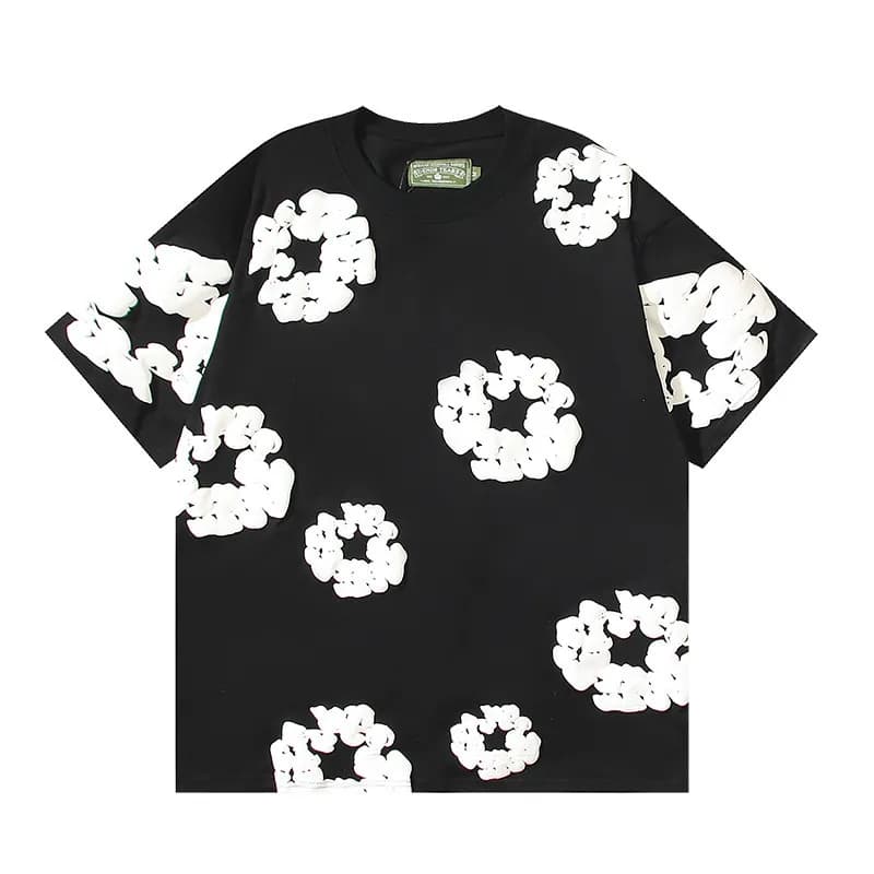Balenciaga Cloud Print T-Shirt 3D Cloud Motif — 黑色发泡短袖