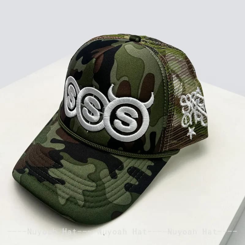 Sp5der Trucker Cap Camouflage with Embroidered Logo