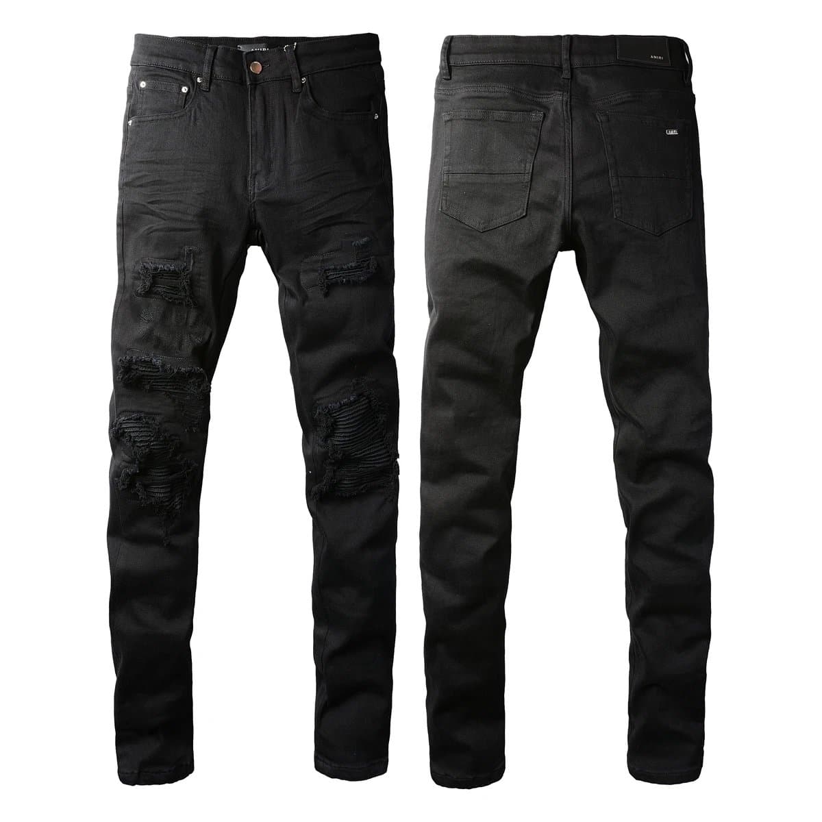 Amiri Distressed Slim Fit Jeans Black Destroyed — A25