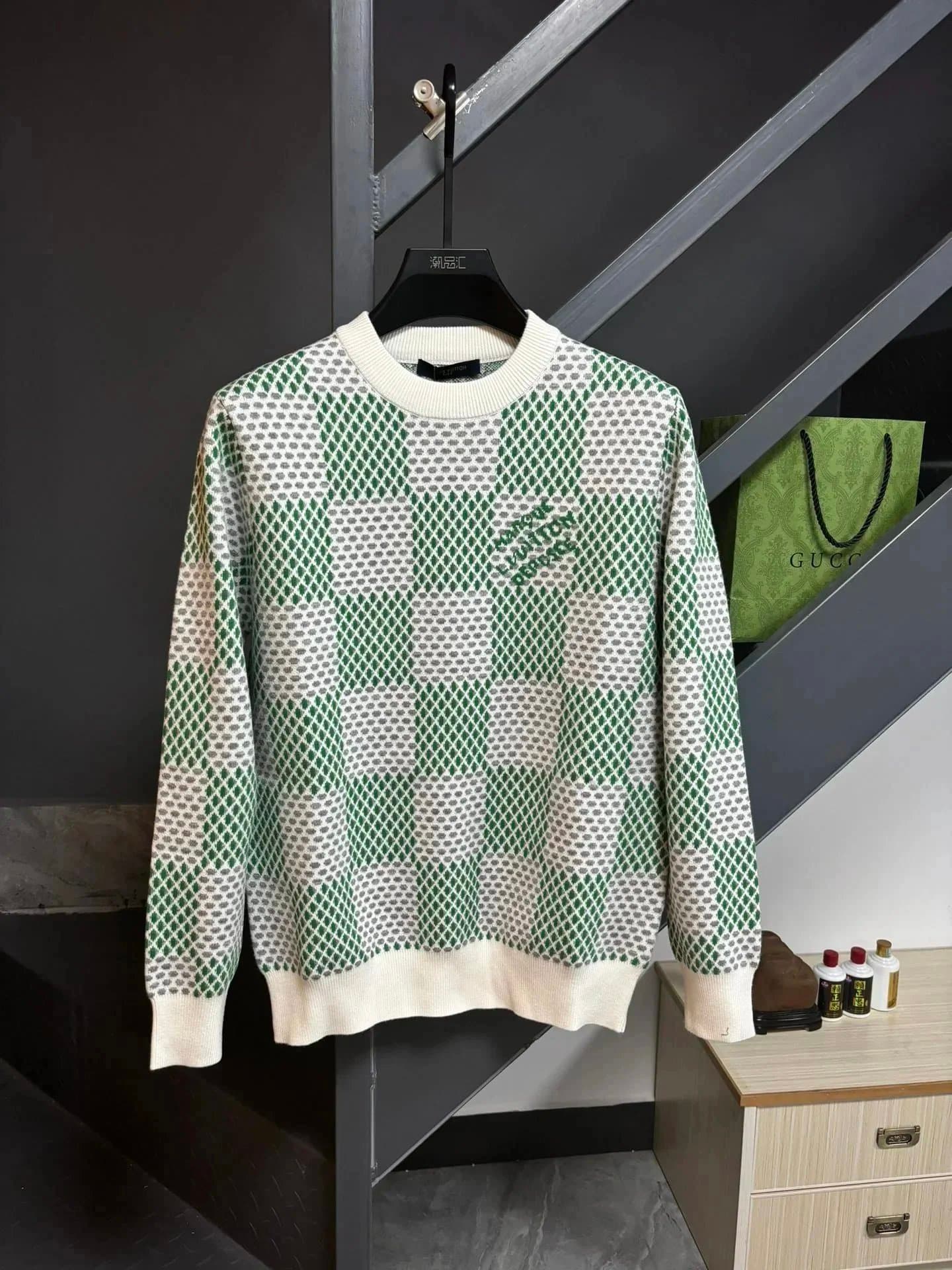 Louis Vuitton Knit Sweater Diamond Check Pattern