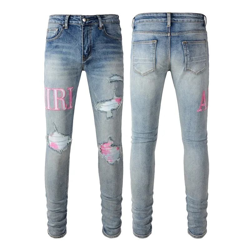 Amiri Distressed Slim Fit Jeans Bleached Ripped — 1316