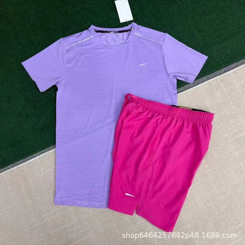 Nike Running Set Mint Green — 水晶条紫色+D218粉色短裤