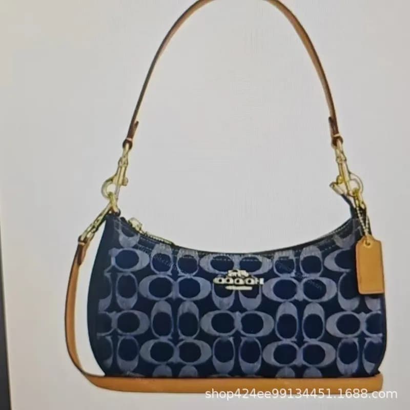 Coach Shoulder Bag Woven Raffia — 蓝色