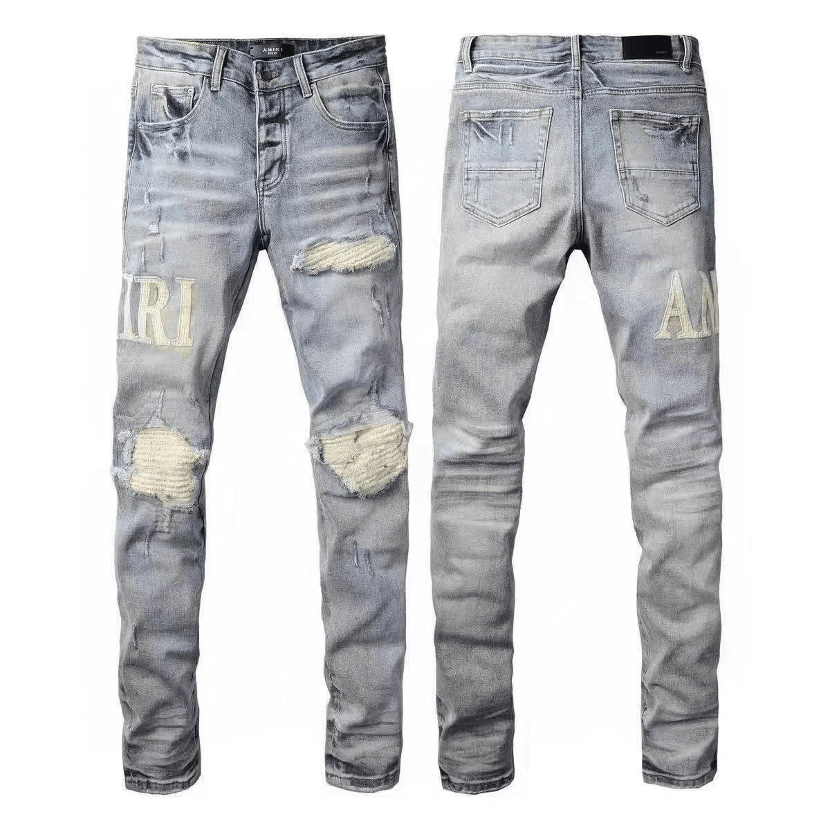 Amiri Distressed Patchwork Jeans Custom Print Patch — 5