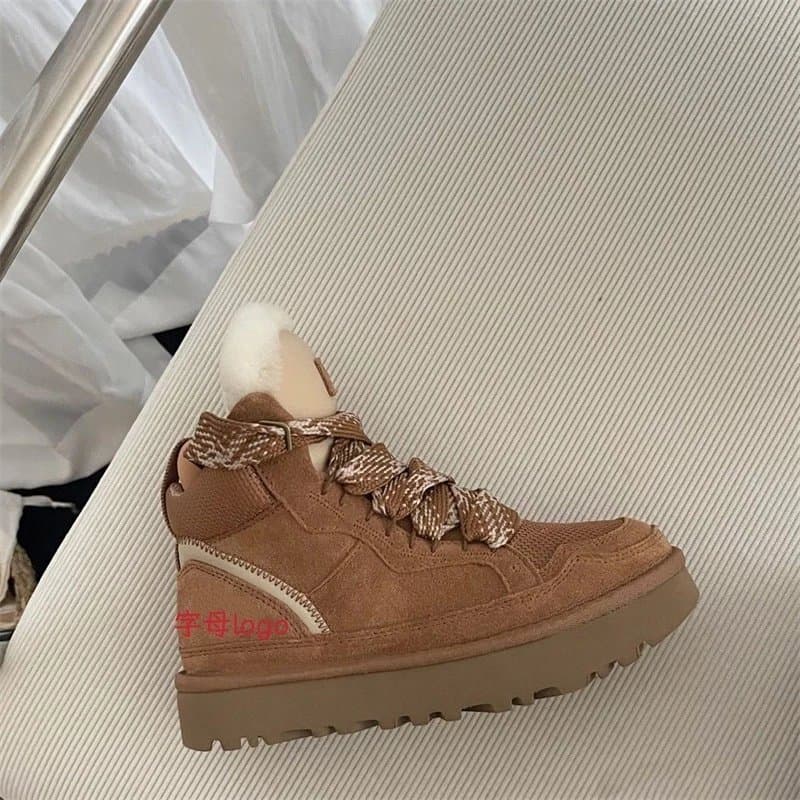 UGG Chunky Platform Boot Suede with Shearling Collar