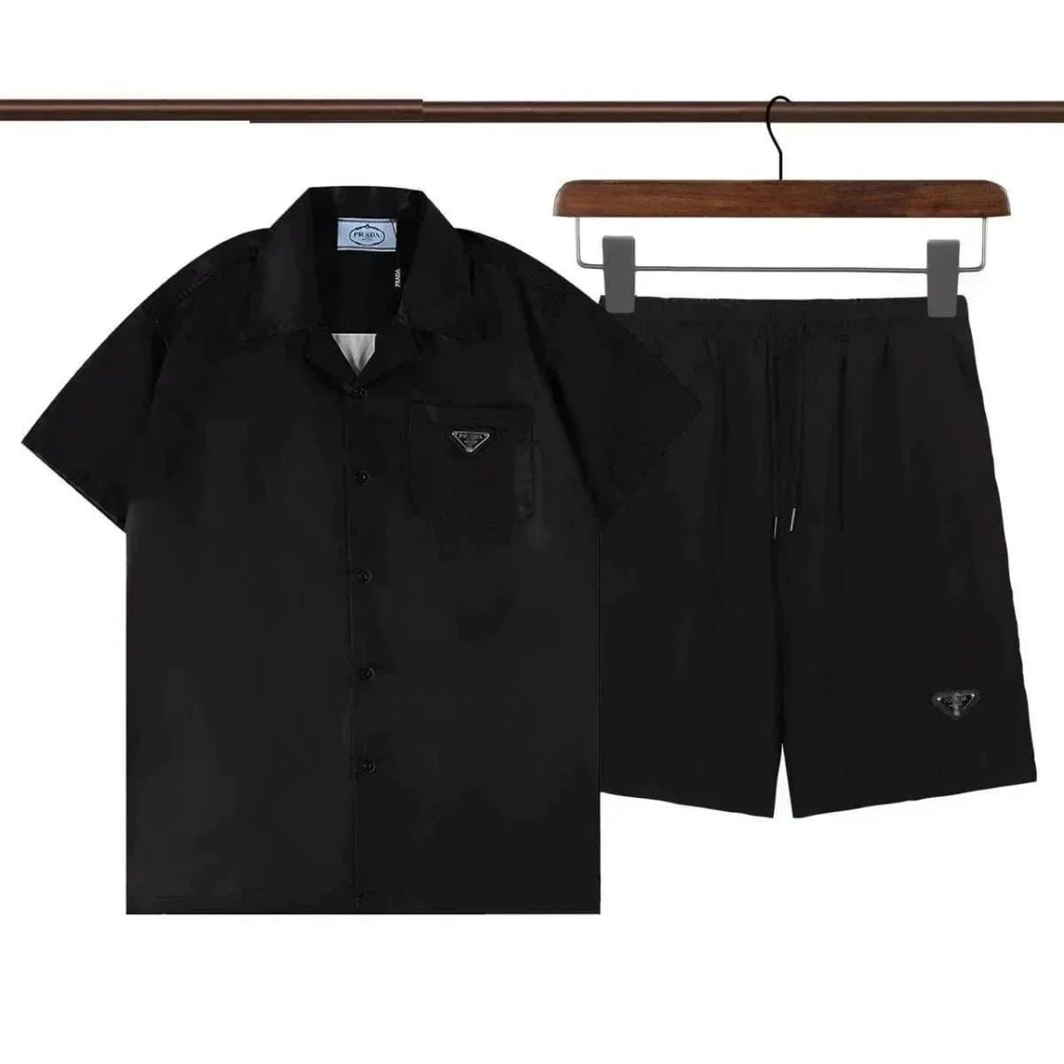 Prada Short-Sleeve Shirt and Shorts Set Triangular Logo