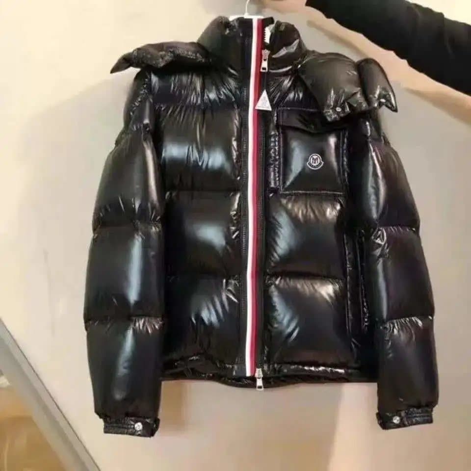 Moncler Puffer Jacket Glossy Black with Logo Patch
