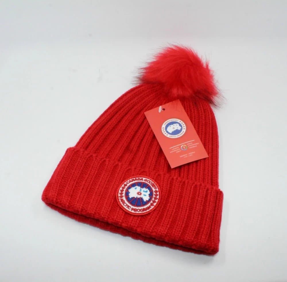 Canada Goose Ribbed Beanie Arctic Program Patch — 020# 红色