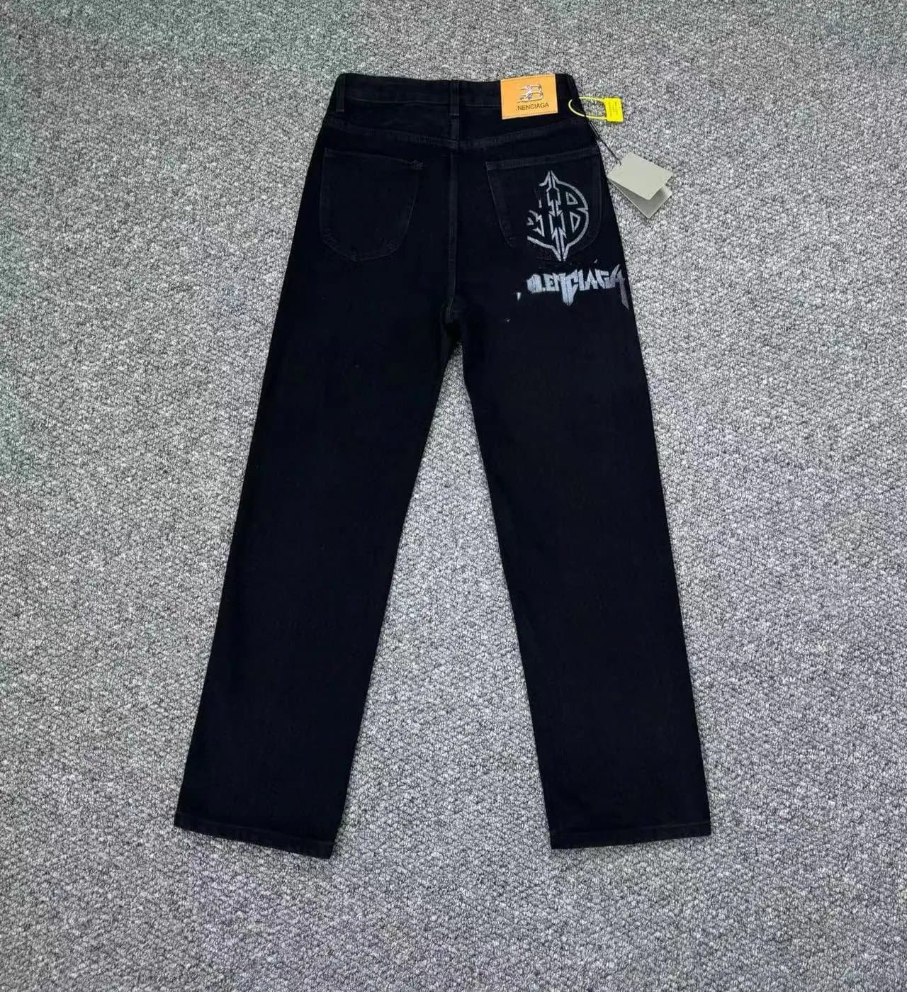 Balenciaga Straight Fit Jeans Logo Embroidery — 745黑色
