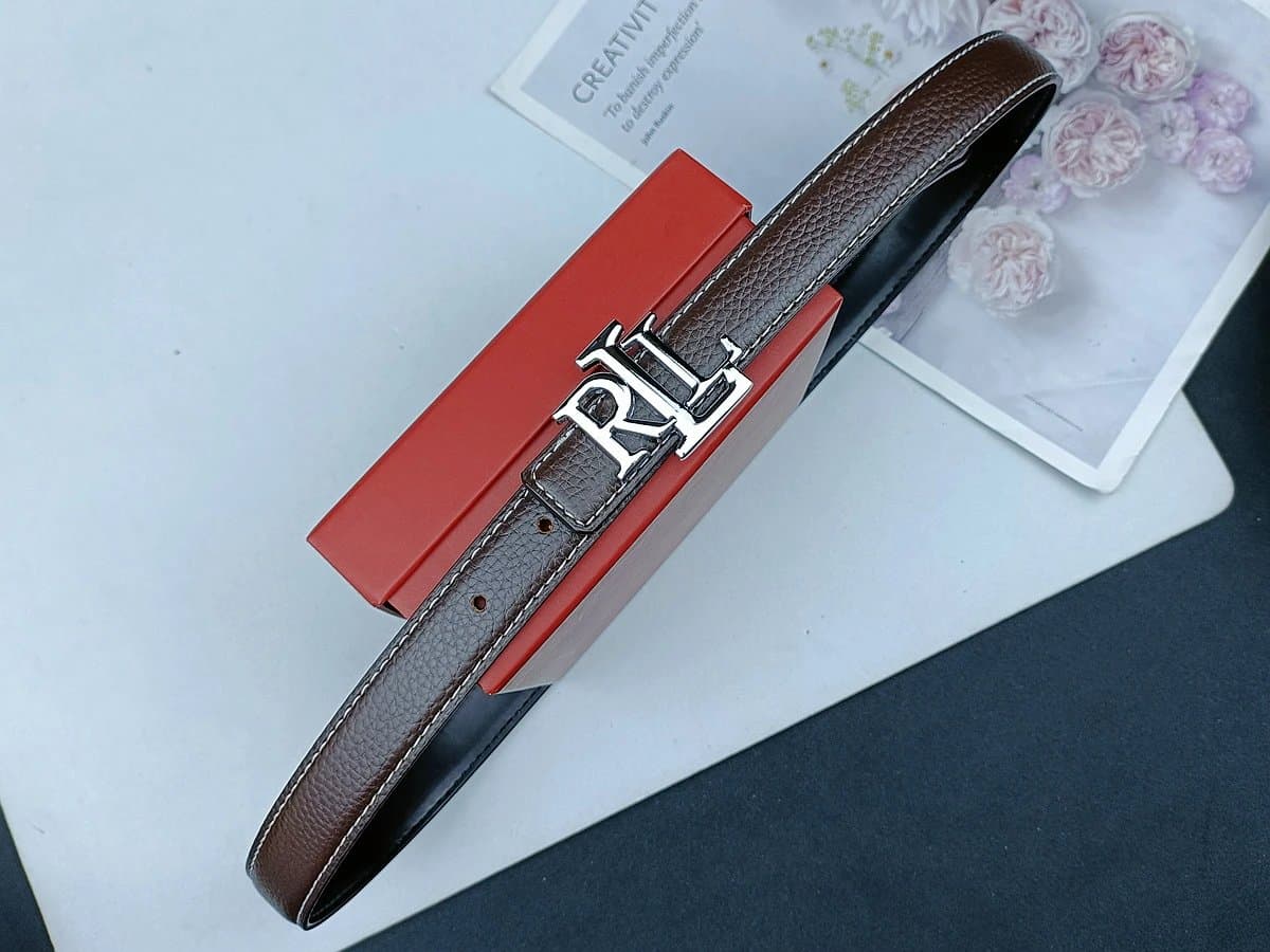Polo Ralph Lauren RL Logo Belt Pebbled Leather