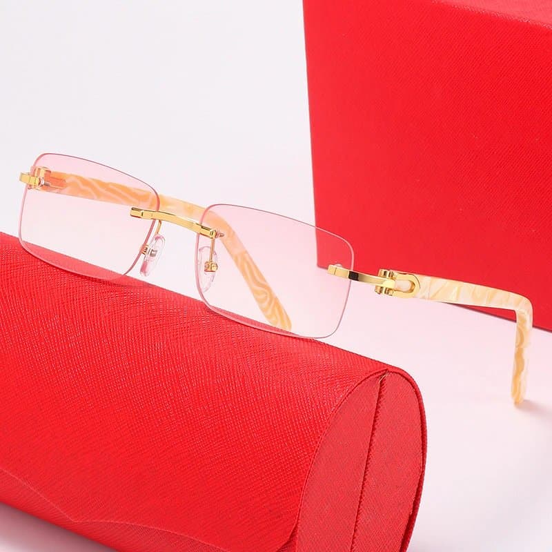 Cartier Sunglasses Rimless Square — 带LOGO带盒子 · C4 金架 漸进粉片