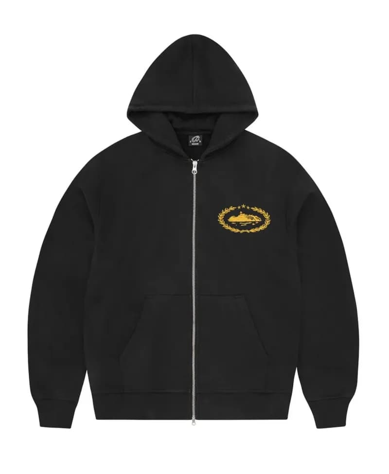 Supreme Zip-Up Hoodie and Joggers Set Black with White Logo — 黑黄卫衣