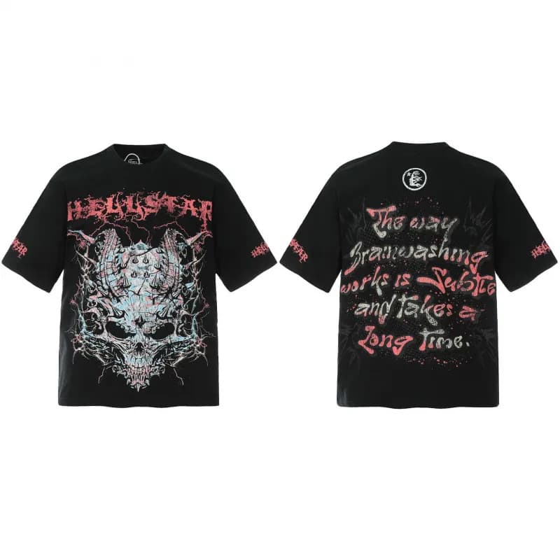 Graphic Tee Hellstar Face Print — H725黑色