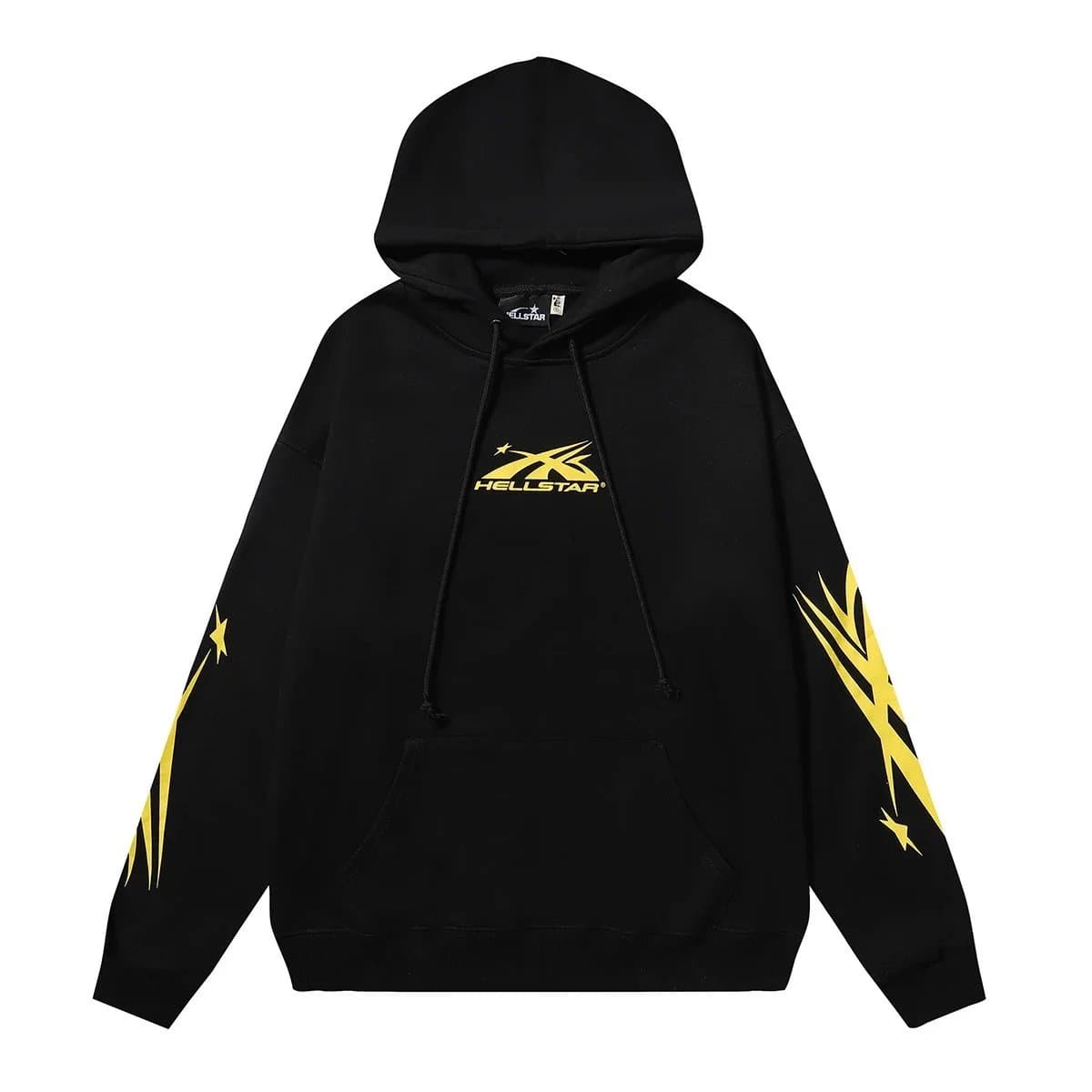 Hellstar Hoodie and Jogger Set Flame Print Graphic — 2228黑色黄印花卫衣