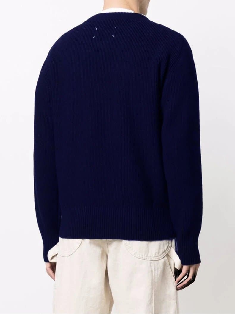 Maison Margiela Ribbed Knit Sweater Oatmeal — 藏青色