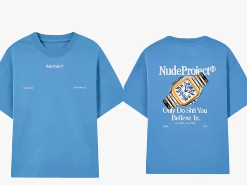 Nude Project Floral Graphic Tee Vase Print — Lake blue