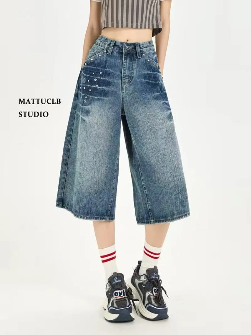 Givenchy Denim Shorts Floral-Print Acid Wash — 蓝色N1671