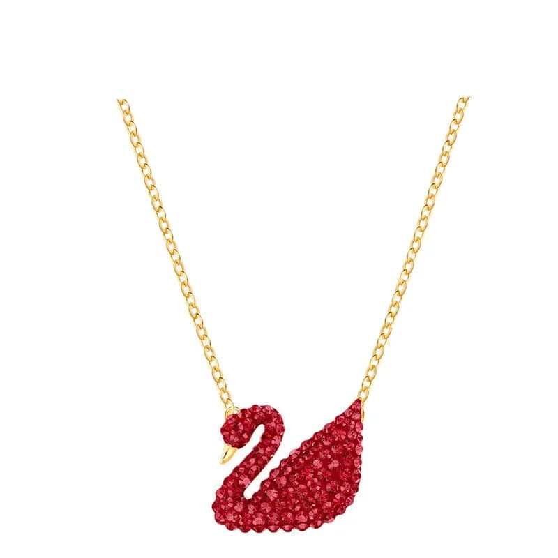 Swarovski Swan Pendant Crystal-Encrusted — Red swan necklace
