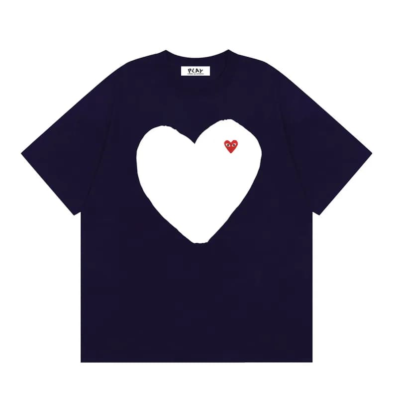 Comme des Garçons Heart Logo T-Shirt Light Blue with Red Heart — 21 navy blue