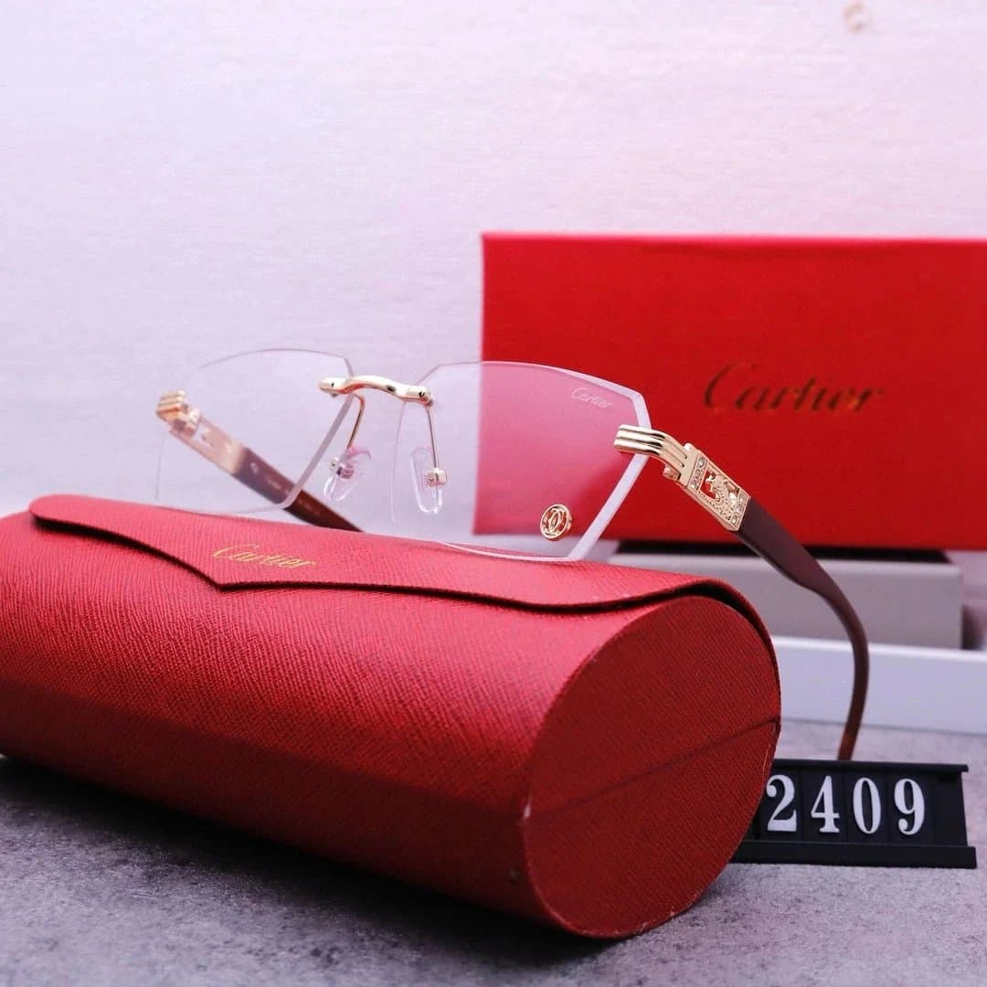 Cartier Juste Un Clou Rimless Gold-Tone with Brown Temples