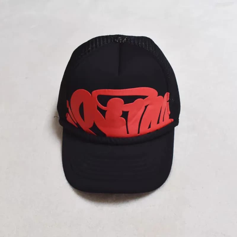 Sp5der Trucker Cap 3D Logo Rope Trim — 海绵粗绳黑红