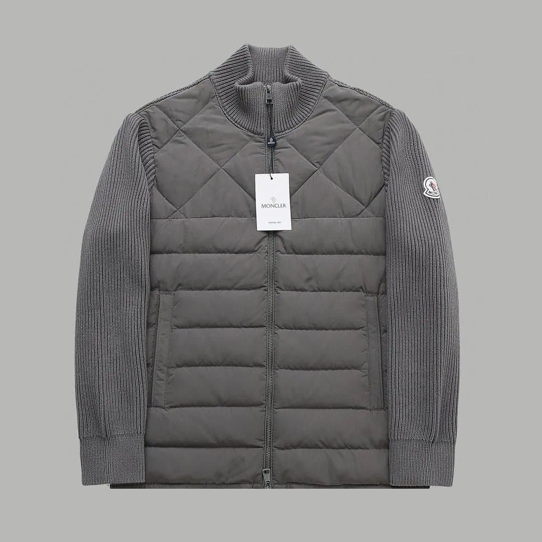 Moncler Quilted Zip-Up Jacket Ribbed Sleeve