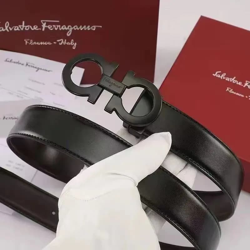 Ferragamo Gancini Belt Matte Black Gancini Buckle