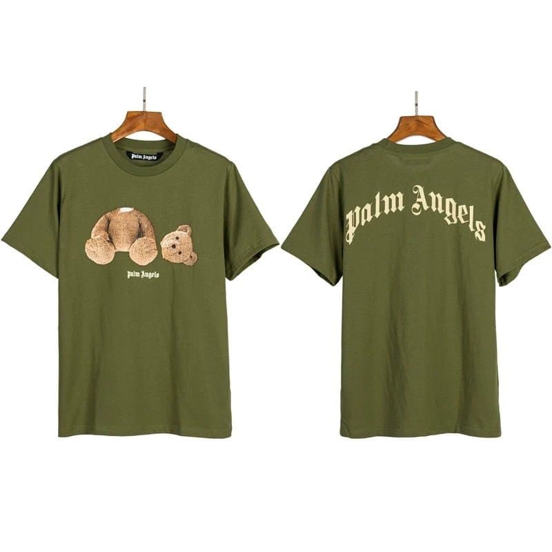 Palm Angels Graphic Tee Teddy Bear Print — Green broken bear