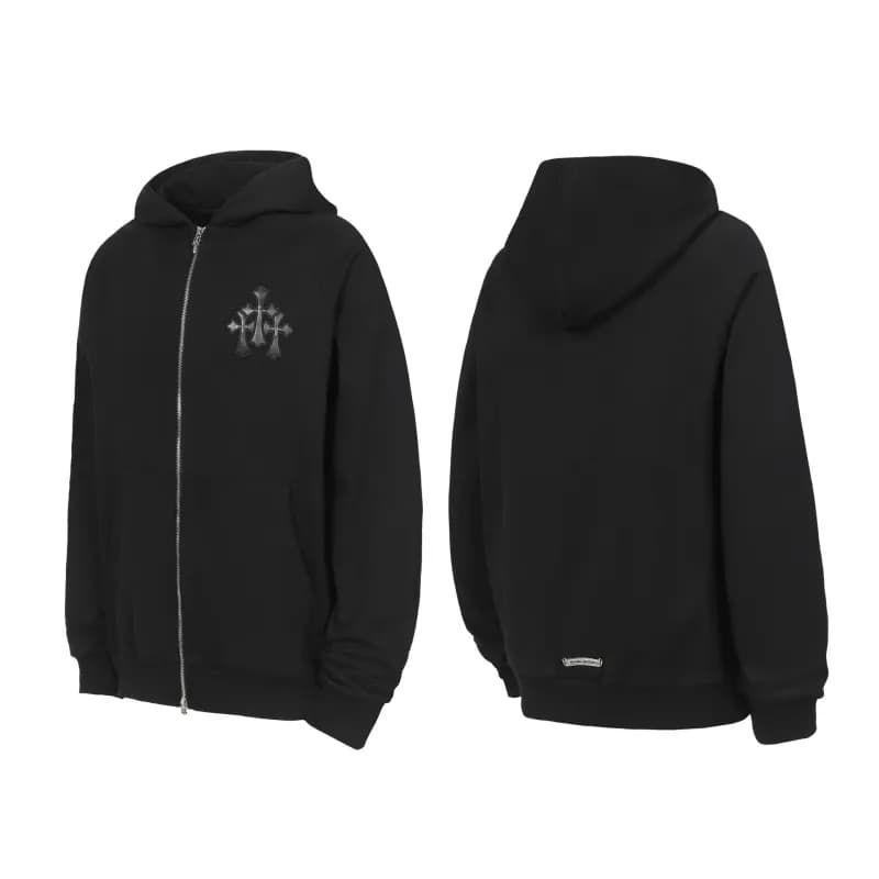 Chrome Hearts Hooded Sweatshirt Cross Logo Embroidery — K04黑色