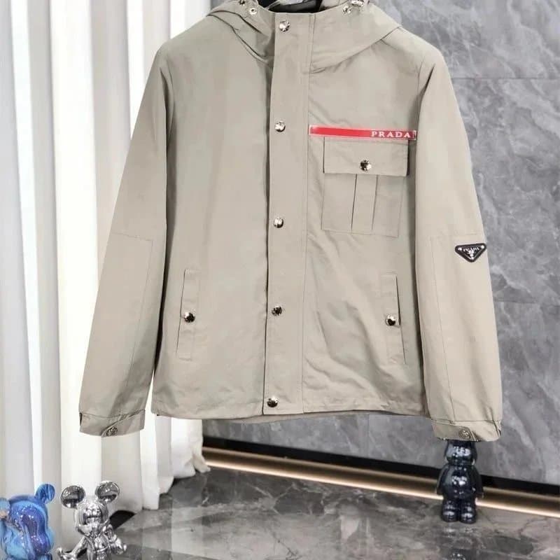 Prada Hooded Windbreaker Jacket Logo Patch — 8-