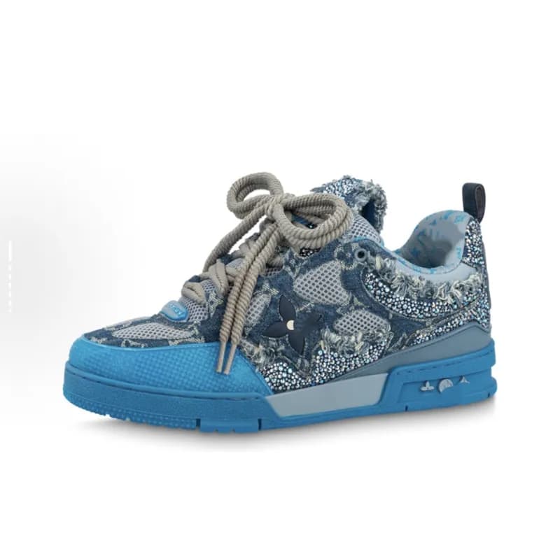 Louis Vuitton LV Trainer Denim Crystal Embellished
