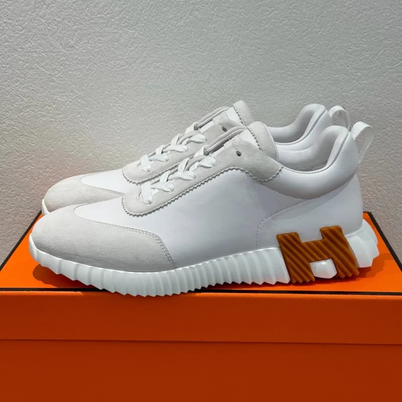 Hermès H-Boot Sneaker White with Orange H Logo
