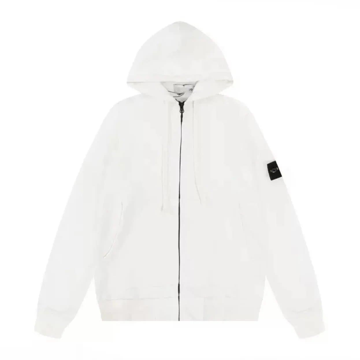 Stone Island Zip-Up Hoodie Light Blue — 白色