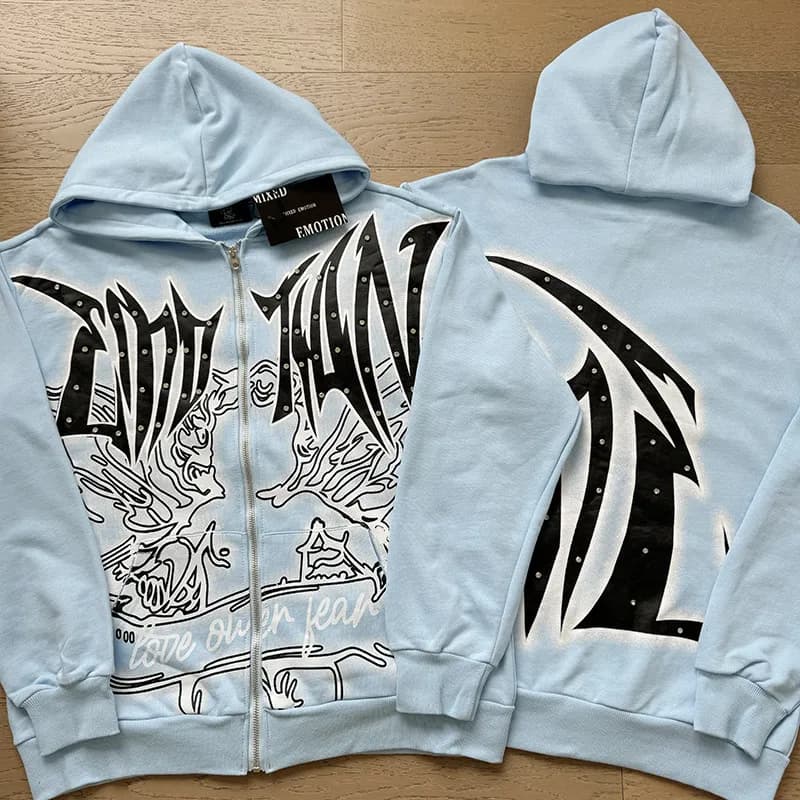 Mixed Emotion Zip-Up Hoodie Emotion Graphic