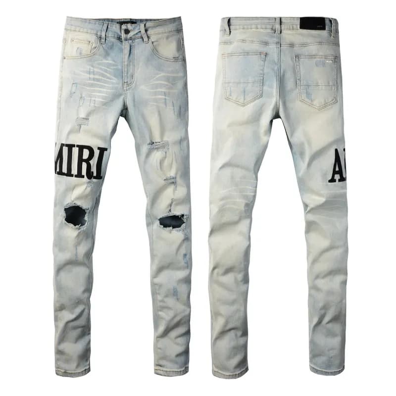 Amiri Distressed Slim Fit Jeans Bleached Ripped — 650