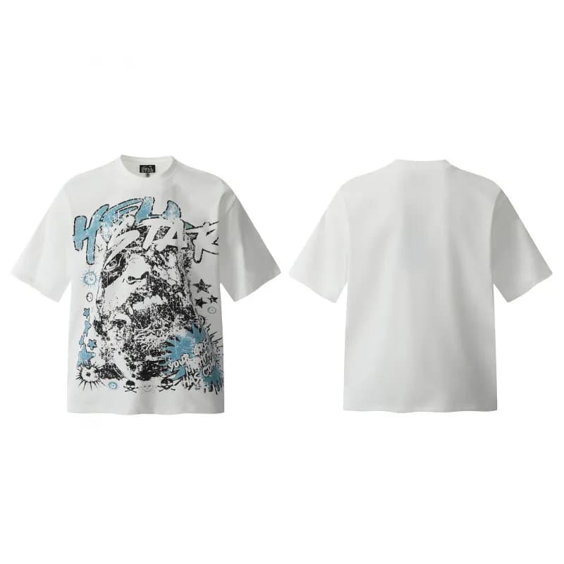 Graphic Tee Hellstar Face Print — H708白色